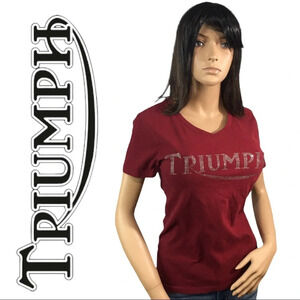 NWT Triumph Motorcyles Bling V neck Shirt S